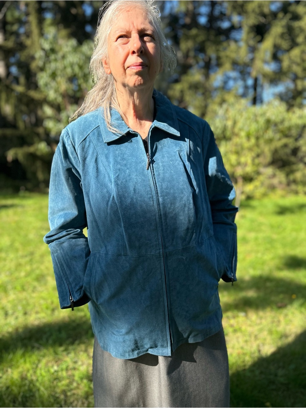 Terry Lewis Classic Luxuries Teal Suede Zip Jacket